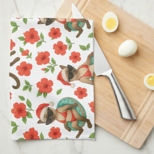Christmas in July for Siamese Cat lovers Hawaii  Tea Towel