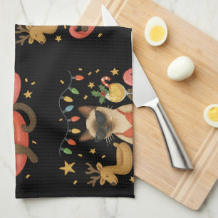 Christmas in July for Siamese Cat lovers Hawaii Tea Towel
