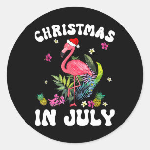 Christmas In July For Women Pink Flamingo Pink Wom Classic Round Sticker
