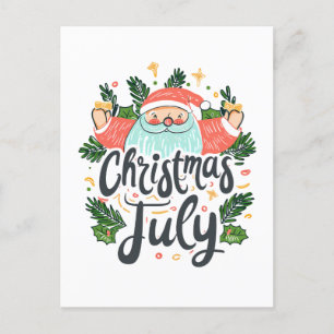 Christmas in July Fun & Festive Santa Design Holiday Postcard
