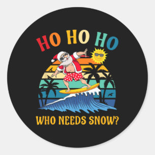 Christmas In July Fun Santa Surfing Summer Beach V Classic Round Sticker