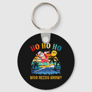 Christmas In July Fun Santa Surfing Summer Beach V Key Ring