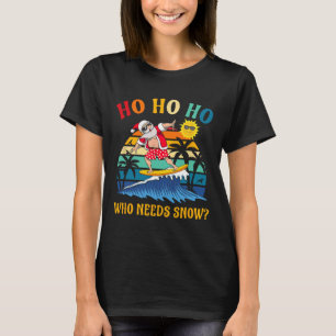 Christmas In July Fun Santa Surfing Summer Beach V T-Shirt