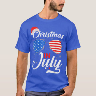 Christmas In July Funny 4th Of July Beach Summer C T-Shirt