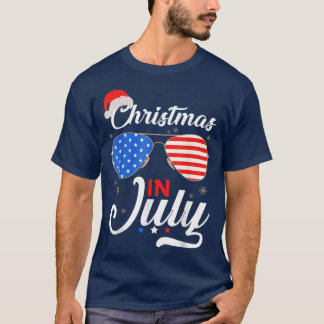 Christmas In July Funny 4th Of July Beach Summer C T-Shirt