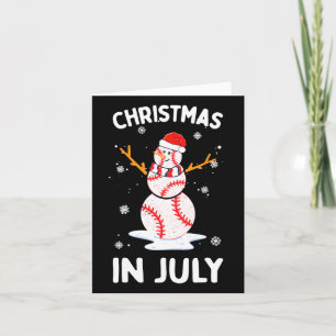 Christmas In July Funny Baseball Snowman Men Women Card