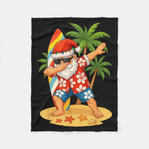 Christmas In July Funny Dabbing Santa Beach Fleece Blanket