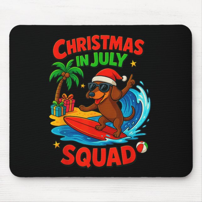 Christmas In July Funny Dachshund Dog Lover Xmas I Mouse Pad (Front)