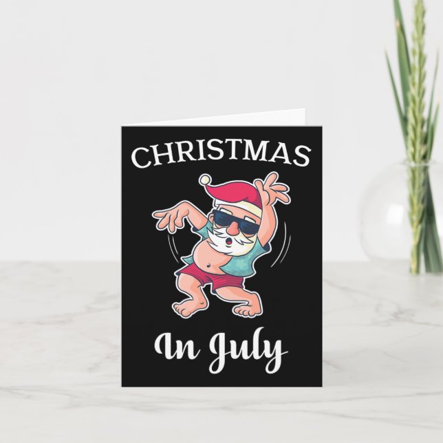 Christmas In July Funny Dancing Santa Fun Dance  Card (Front)