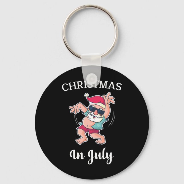 Christmas In July Funny Dancing Santa Fun Dance  Key Ring (Front)
