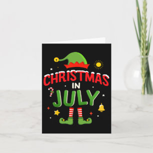 Christmas In July Funny Elf For Summer Xmas Card