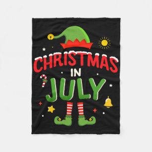 Christmas In July Funny Elf For Summer Xmas  Fleece Blanket