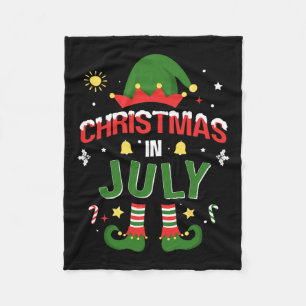 Christmas In July Funny Elf For Summer Xmas  Fleece Blanket