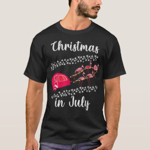 Christmas In July Funny Flamingo Pink Retro Campin T-Shirt