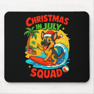 Christmas In July Funny German Shepherd Surfing Do Mouse Pad