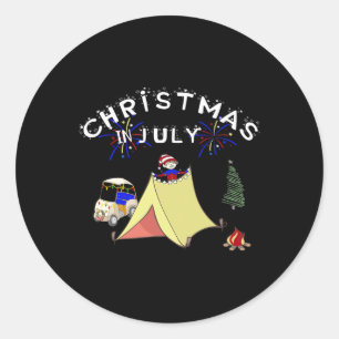 Christmas In July Funny Golf Cart Camping T Shirt  Classic Round Sticker