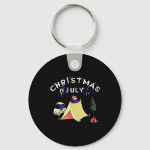 Christmas In July Funny Golf Cart Camping T Shirt Key Ring