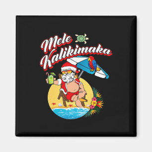 Christmas In July Funny Hawaiian Kids Summer Santa Magnet