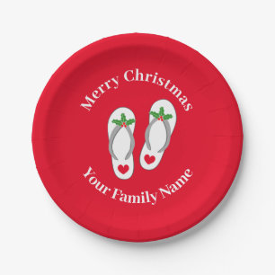 Christmas in July funny holy leaf beach sandals Paper Plate