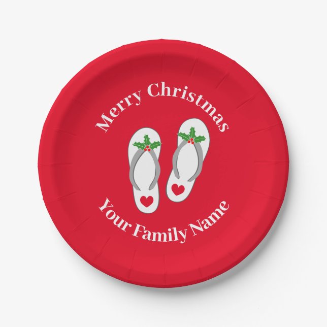 Christmas in July funny holy leaf beach sandals Paper Plate (Front)