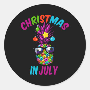 Christmas In July Funny Pineapple Summer Xmas Gift Classic Round Sticker