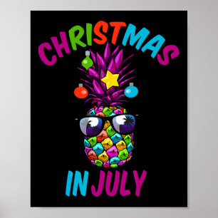 Christmas In July Funny Pineapple Summer Xmas Gift Poster