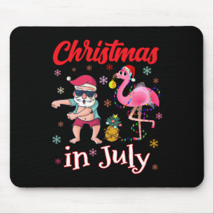 Christmas In July Funny Pink Flamingo Summer Vacat Mouse Pad