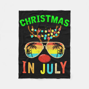 Christmas In July Funny Reindeer Beach Summer Hawa Fleece Blanket