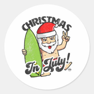Christmas In July Funny Santa Claus Graphic Summer Classic Round Sticker