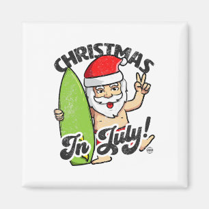 Christmas In July Funny Santa Claus Graphic Summer Magnet