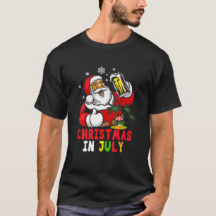 Christmas In July Funny Santa Drink Beer Summer Va T-Shirt