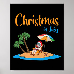 Christmas In July Funny Santa Eating Watermelon Poster
