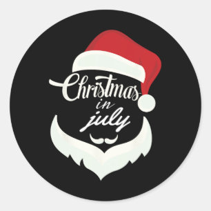 Christmas In July Funny Santa Hat Classic Round Sticker