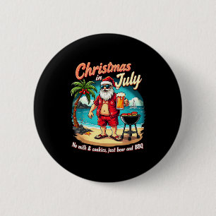 Christmas in july funny santa milk cookies bbq 6 cm round badge