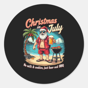 Christmas In July Funny Santa No Milk Cookies Just Classic Round Sticker