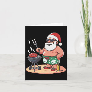 Christmas In July Funny Santa Santa Grilling Bbq  Card