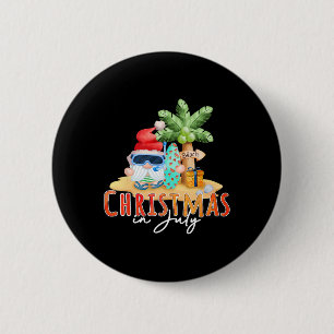 Christmas In July Funny Santa Summer Beach Vacatio 6 Cm Round Badge