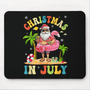 Christmas In July Funny Santa Summer Beach Vacatio Mouse Pad