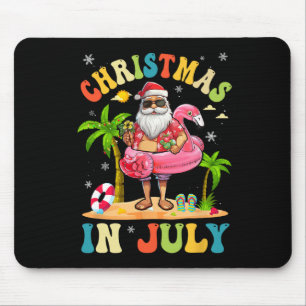 Christmas In July Funny Santa Summer Beach Vacatio Mouse Pad
