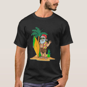 Christmas in July Funny Santa Summer Surf Hawaiian T-Shirt