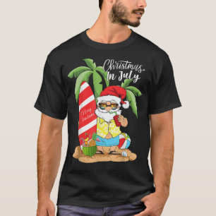 Christmas In July Funny Santa Summer Watermelon Va T-Shirt