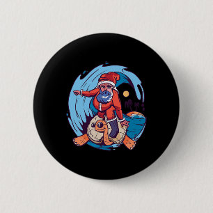 Christmas In July Funny Santa Surfing Hawaiian 6 Cm Round Badge