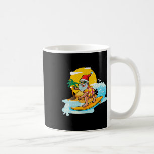 Christmas In July Funny Santa Surfing Summer Aloha Coffee Mug