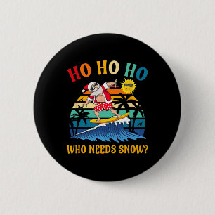 Christmas In July Funny Santa Surfing Summer Beach 6 Cm Round Badge