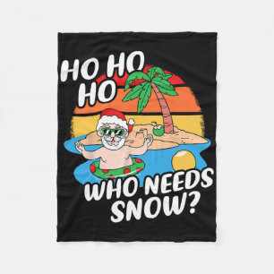 Christmas In July Funny Santa Surfing Summer Beach Fleece Blanket