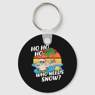 Christmas In July Funny Santa Surfing Summer Beach Key Ring