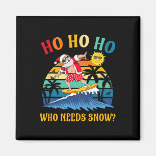 Christmas In July Funny Santa Surfing Summer Beach Magnet