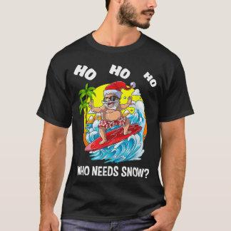 Christmas In July Funny Santa Surfing Summer Beach T-Shirt