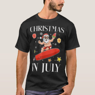Christmas In July Funny Santa Surfing Summer Surfe T-Shirt