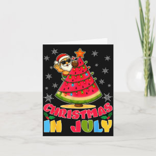 Christmas in july funny santa watermelon xmas tree card